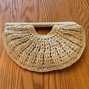 Elegant Cream Handwoven Straw Clutch by O'Neill